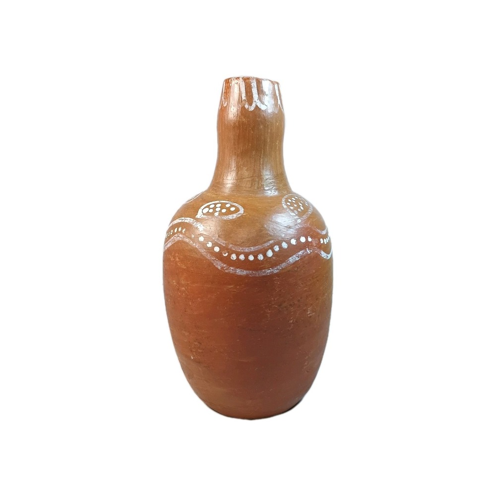 PIER 1 Imports Heavy Vase,  Clay Pottery Terra-Cotta Planter, Tribal, Brazil 11"